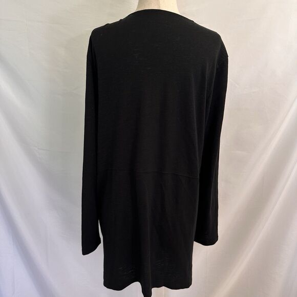 Chicos Womens Cardigan Set The Ultimate Tee Open Front Knit Pockets Black 2 L - Picture 7 of 8